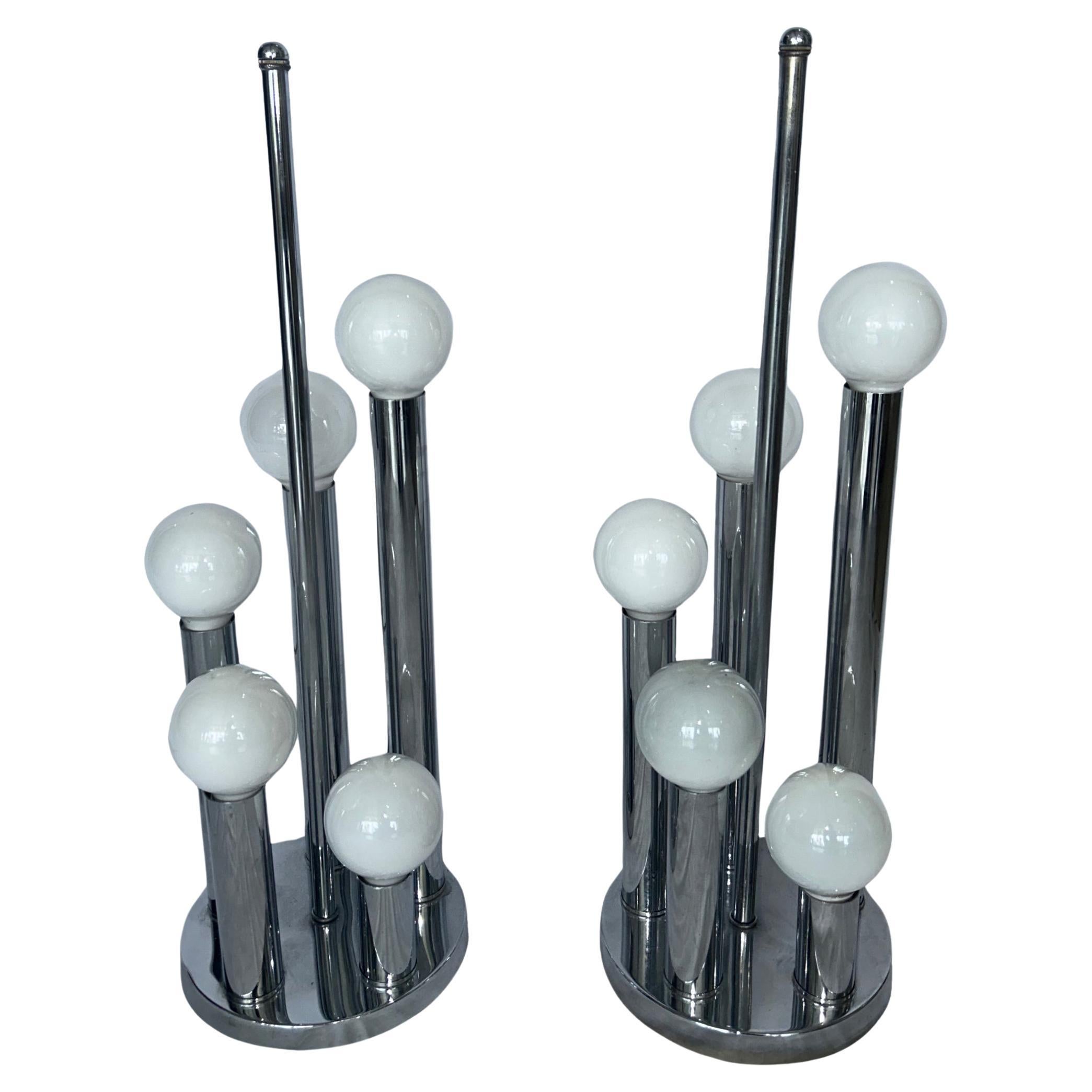 Pair of Chrome Lamps