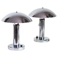 Pair of Chrome Lamps, Functionalism, circa 1920