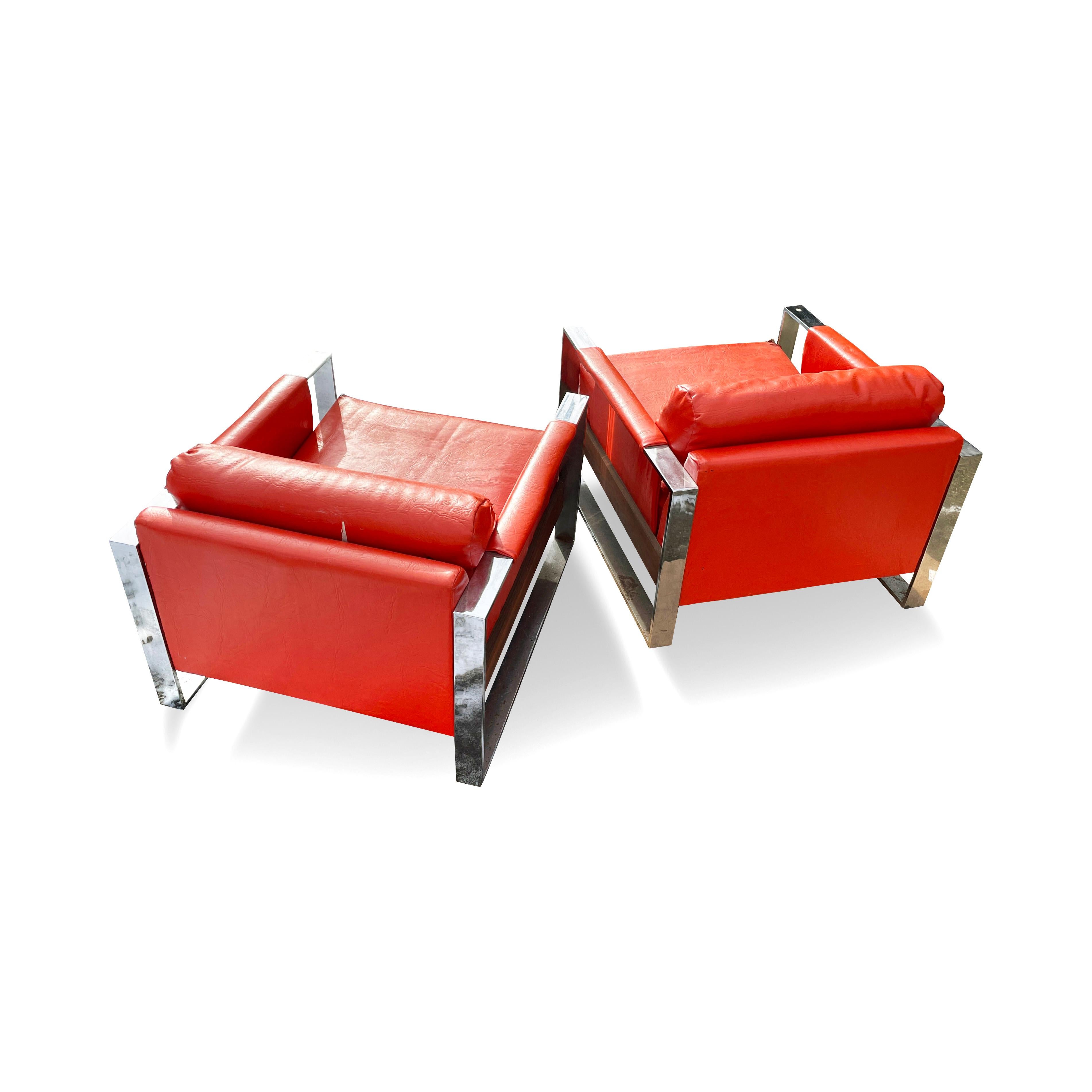 American Pair of Chrome Lounge Chairs by Adrian Pearsall for Craft Associates