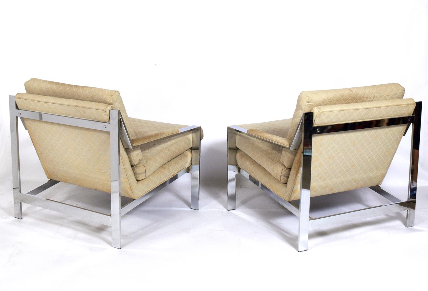 Mid-Century Modern Pair of Chrome Lounge Chairs by Cy Mann For Sale