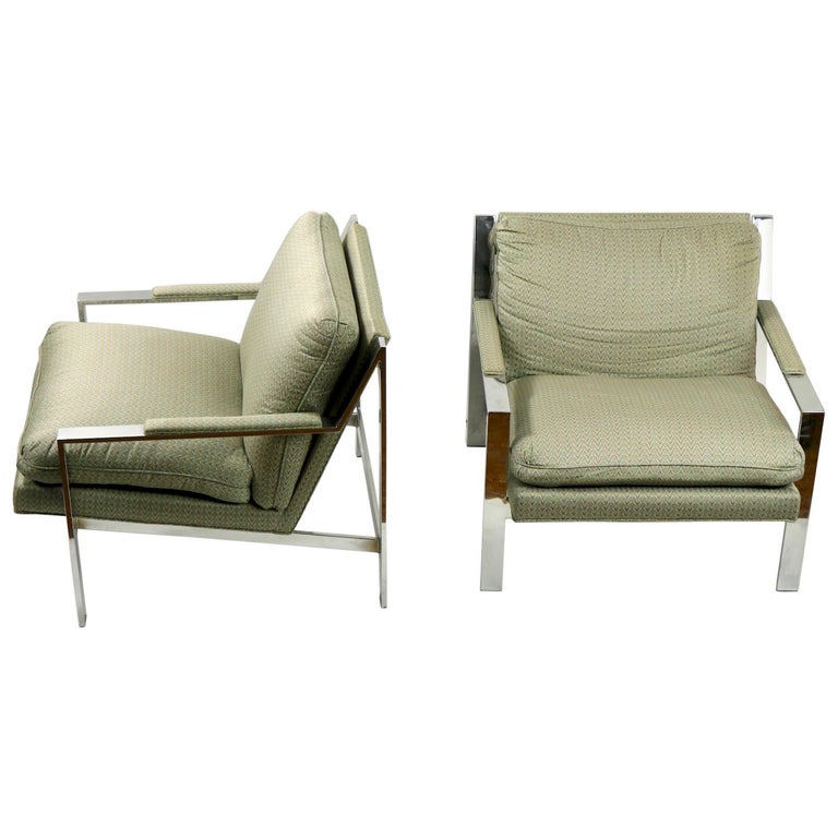 Pair of Chrome Lounge Chairs by Cy Mann For Sale