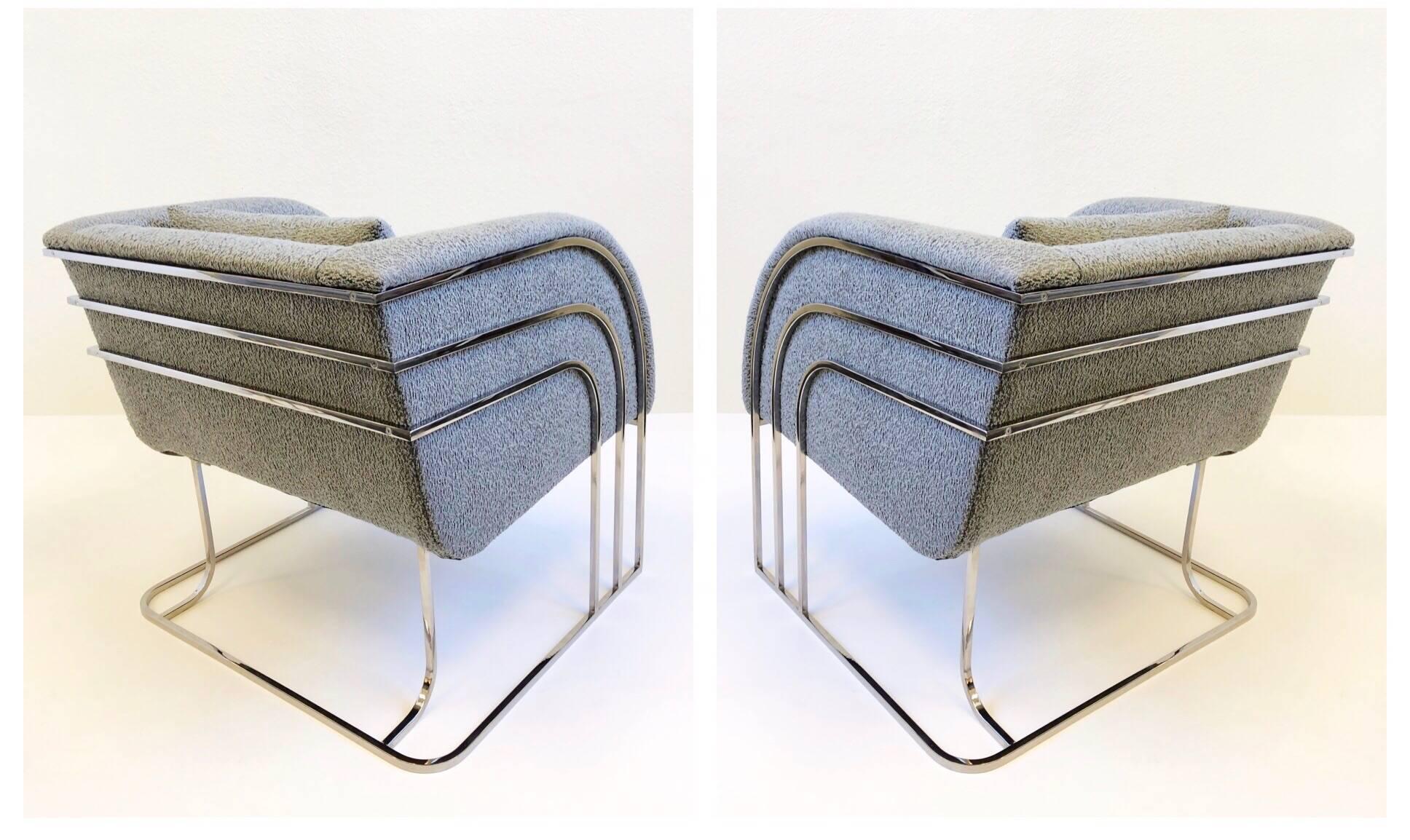 Modern Pair of Rare Chrome Lounge Chairs by George Mergenov for Weiman/Warren Lloyd