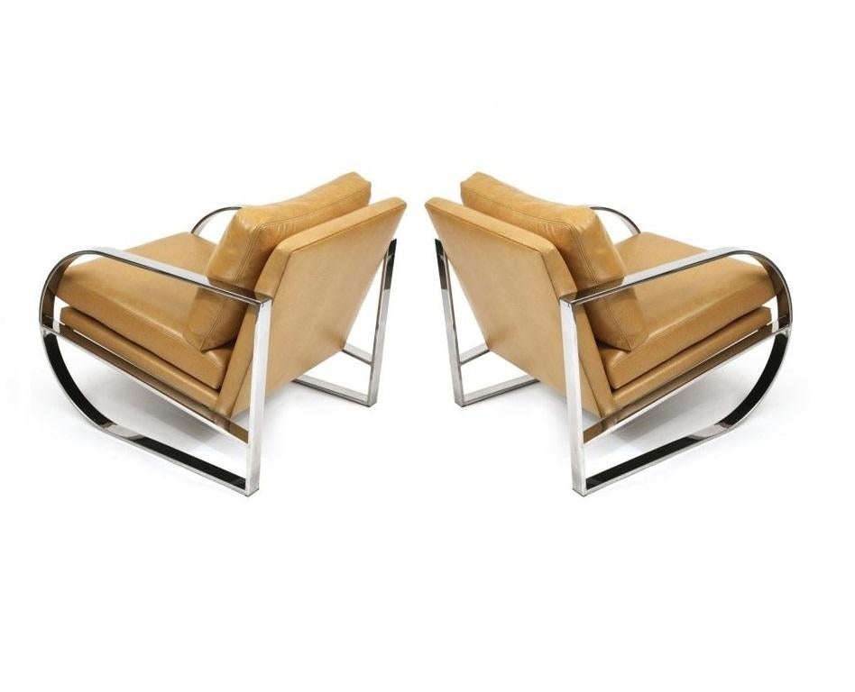 American Pair of Chrome Lounge Chairs Designed by John Mascheroni for Swaim Originals For Sale