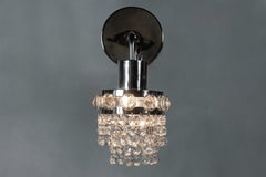 Pair of Chrome Metal and Crystal Glass Sconces, Austria, circa 1960