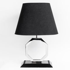 Pair of Chrome Metal and Wood Table Lamps. Italy, circa 1970