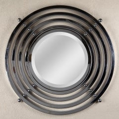 Pair of Chrome Metal Wall Mirrors, Art Deco Period, France, circa 1940