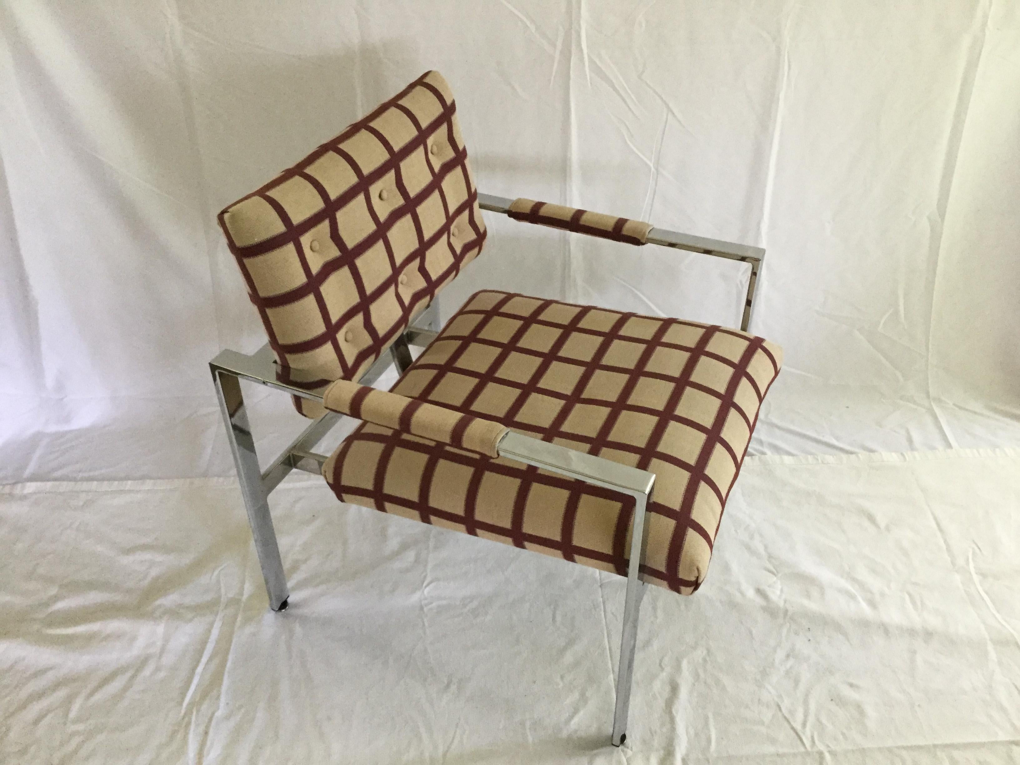 A great pair of fresh from an estate Baughman armchairs.
You will want to reupholster them to a fabric of your liking.
Frames are in excellent condition.