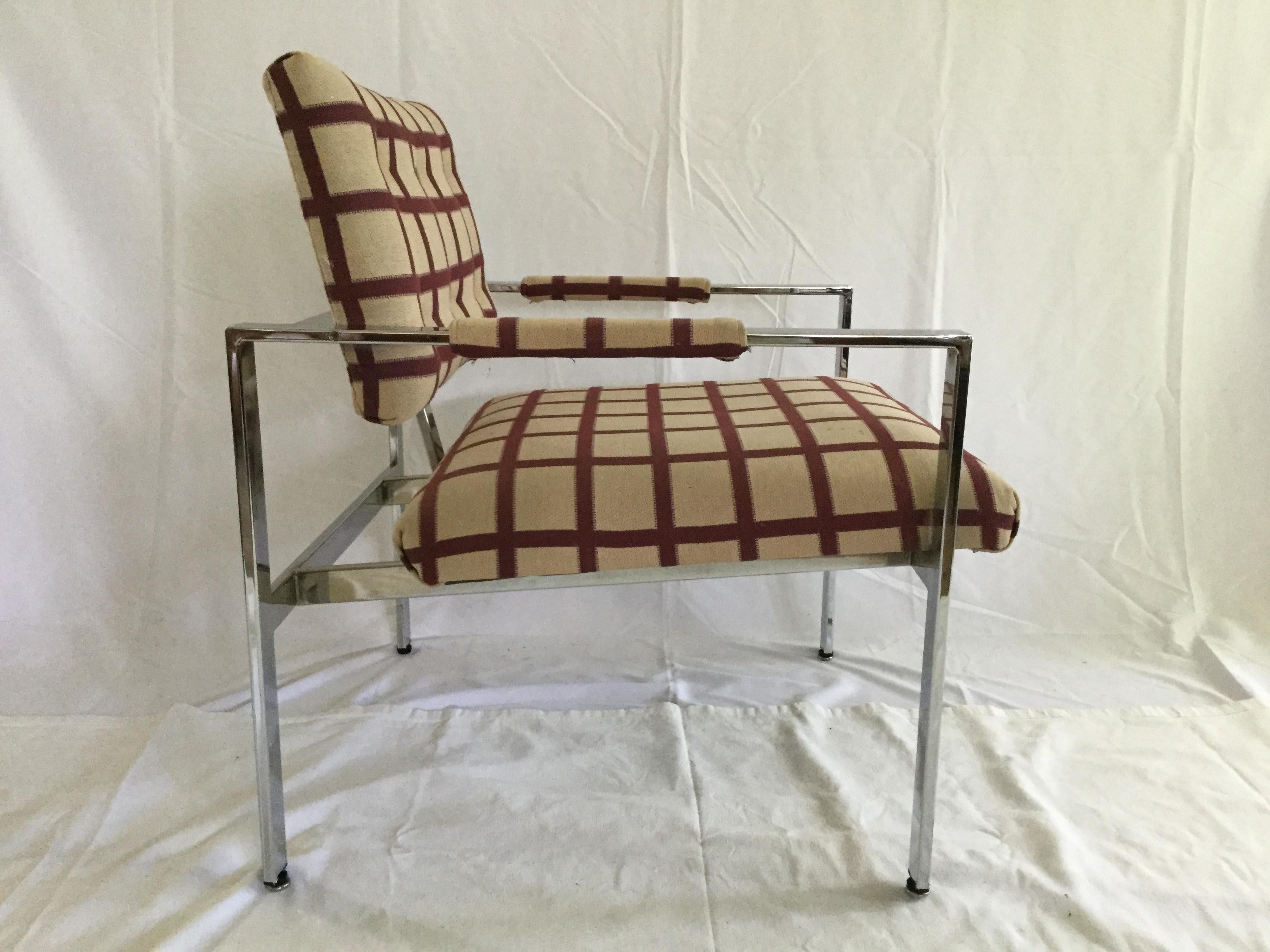 Pair of Chrome Milo Baughman Armchairs 2 In Excellent Condition In Canaan, CT