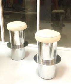 Pair of Chrome Minimalist Bar Stools