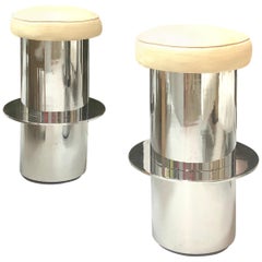 Pair of Chrome Minimalist Bar Stools
