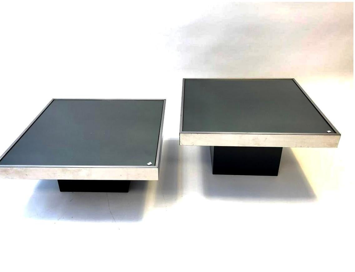 Pair of chrome/mirror glass low tables designed by Maria Pergay, France 1970s In Good Condition For Sale In Basel, BS