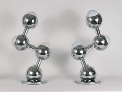 Pair of Chrome Molecule Lamps