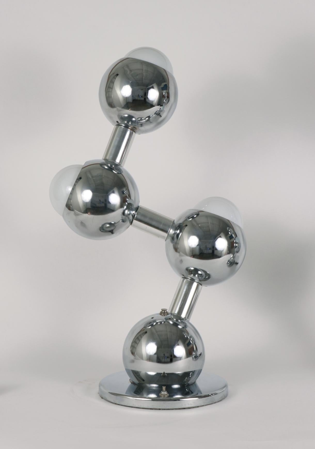 Modern Pair of Chrome Molecule Lamps For Sale