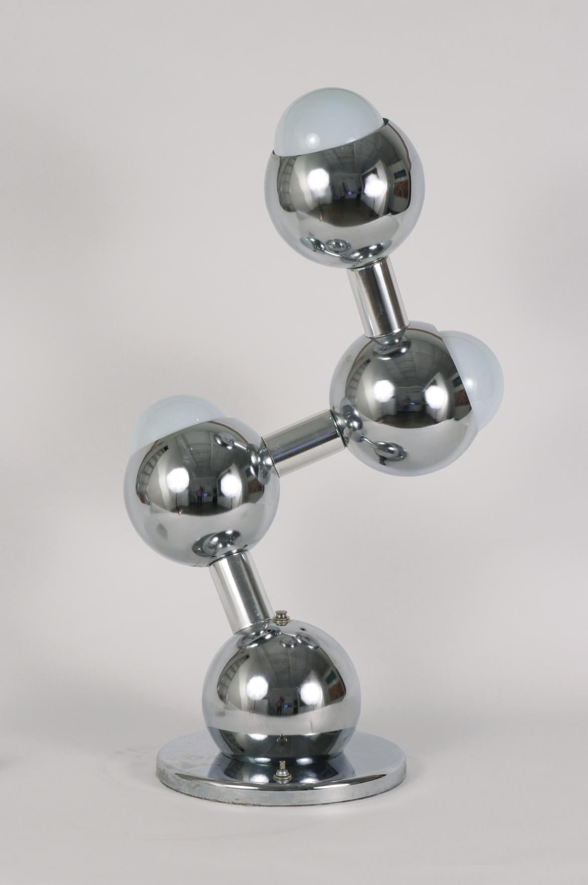 American Pair of Chrome Molecule Lamps For Sale
