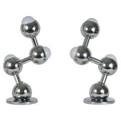 Pair of Chrome Molecule Lamps