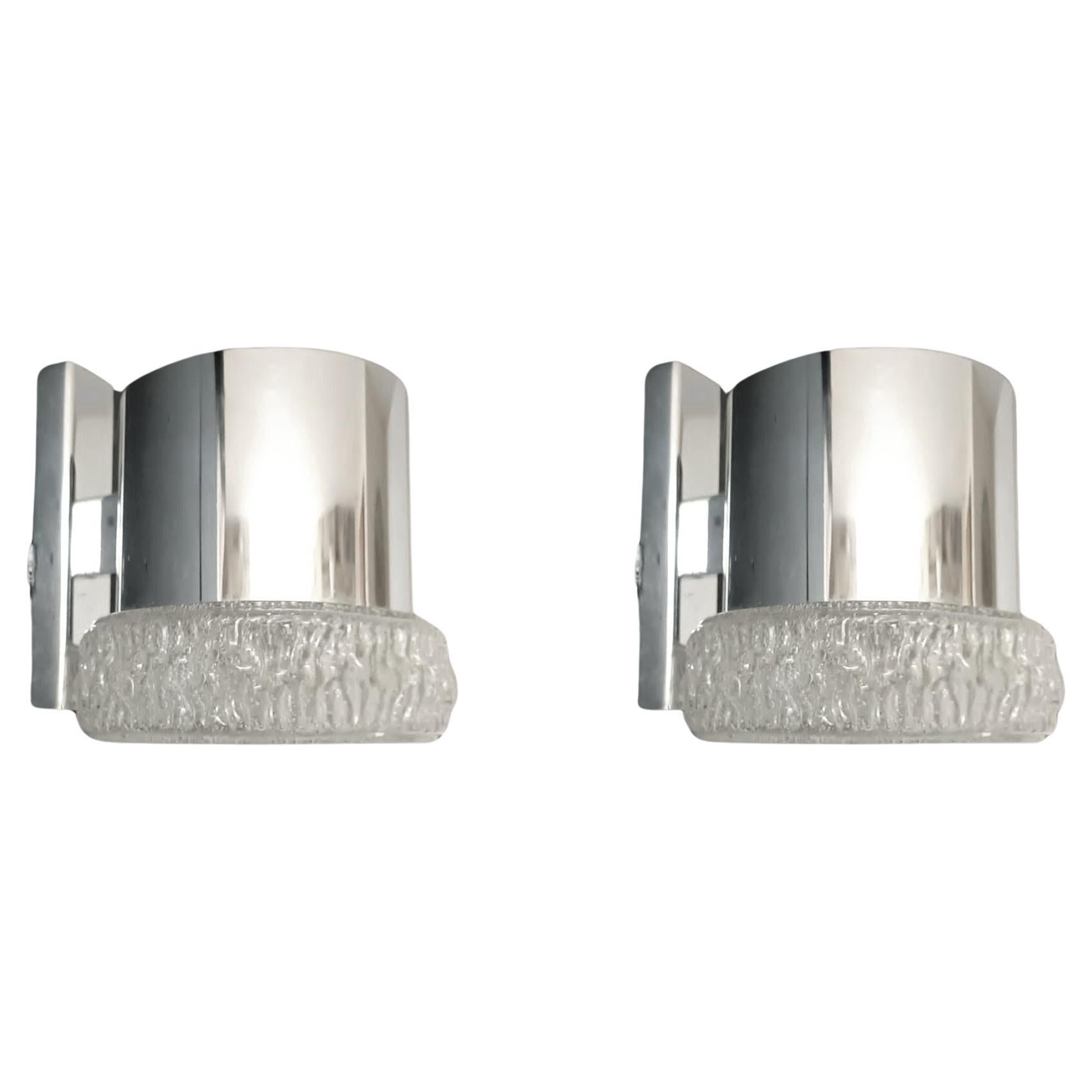 Pair of Chrome Murano Sconces by Gino Sarfatti for Seguso For Sale