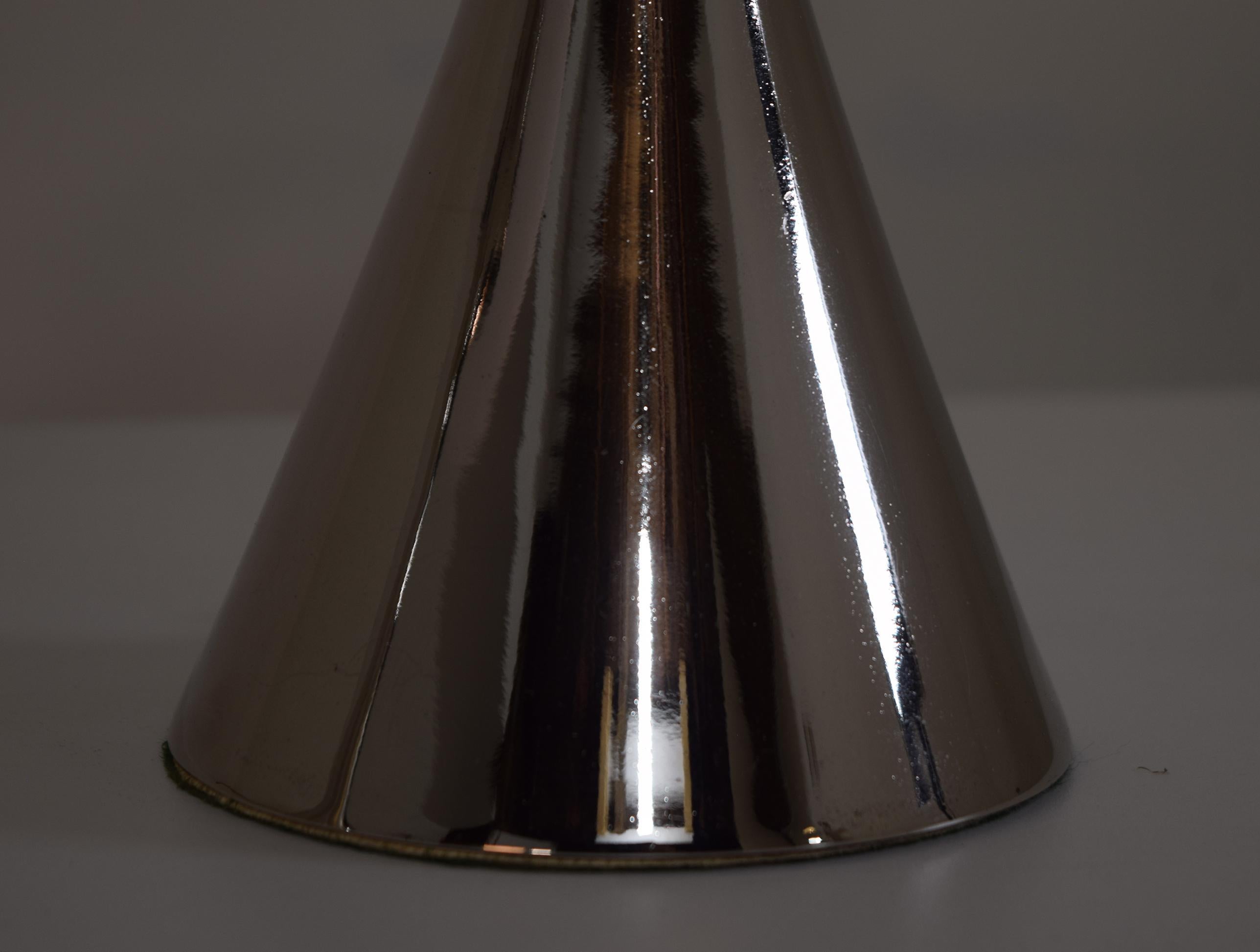 Art Glass Pair of Chrome Mushroom Table Lamps by Laurel