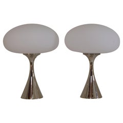 Pair of Chrome Mushroom Table Lamps by Laurel