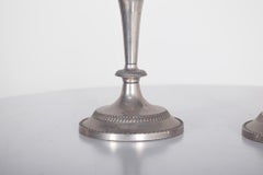 Pair of Chrome-Plated Zinc Candlesticks