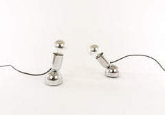 Pair of Chrome Pollux Table Lamps Model by Ingo Maurer for Design M, 1967