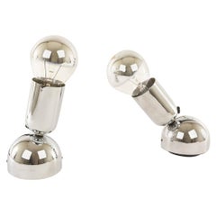 Pair of Chrome Pollux Table Lamps Model by Ingo Maurer for Design M, 1967