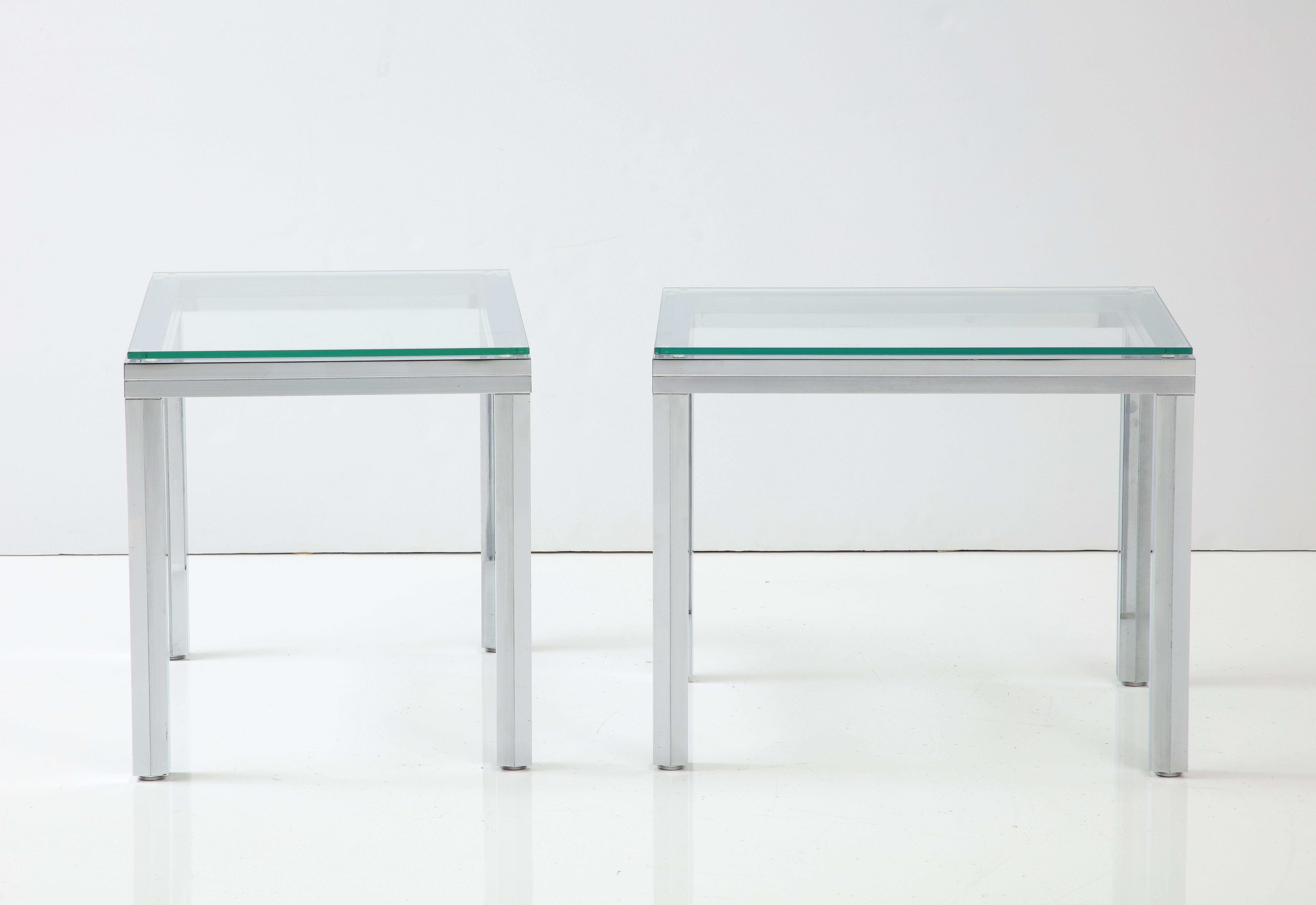 Pair of Chrome Side / End Tables. In Good Condition For Sale In New York, NY
