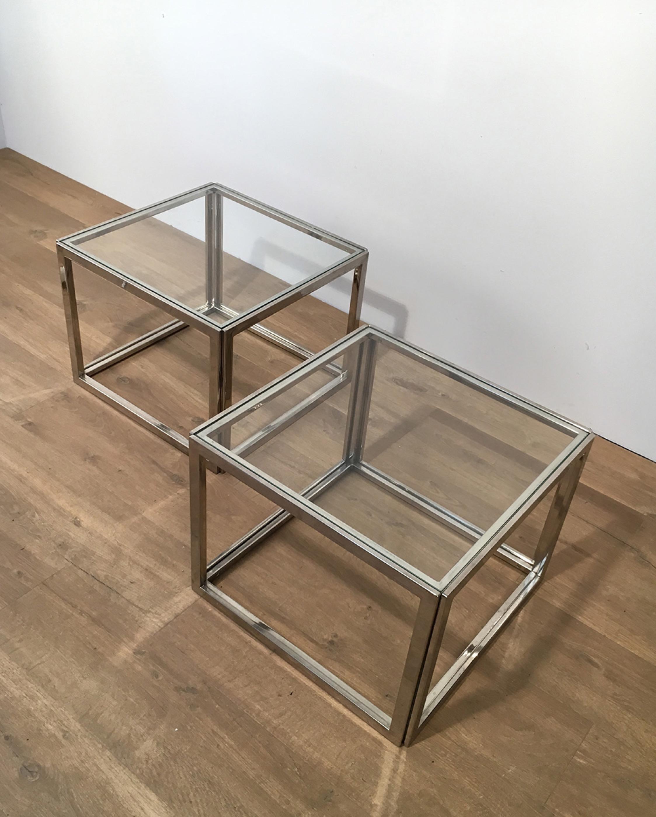 Pair of Chrome Side Tables, circa 1970 For Sale 4