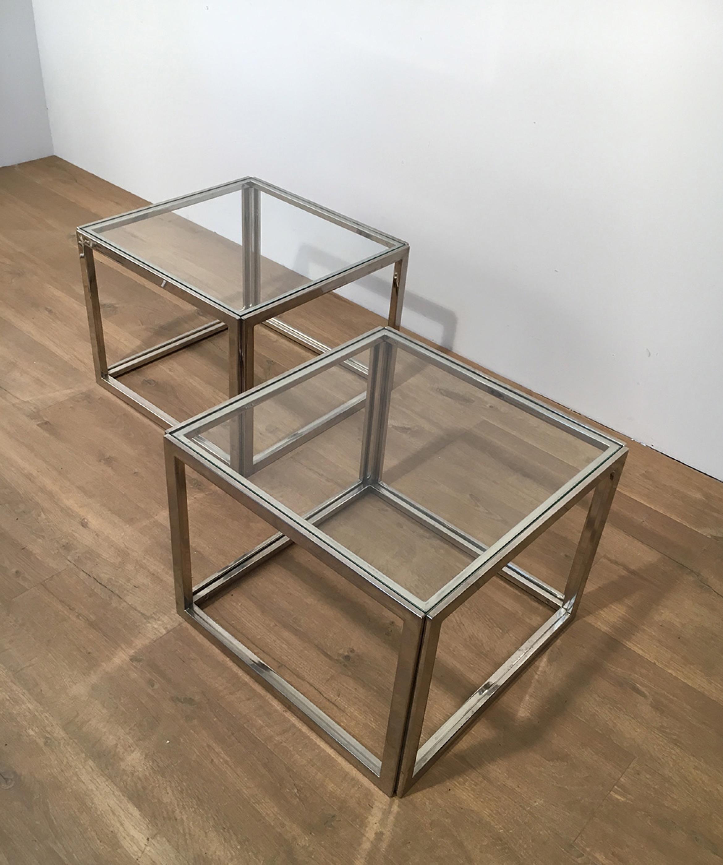 Pair of Chrome Side Tables, circa 1970 For Sale 5