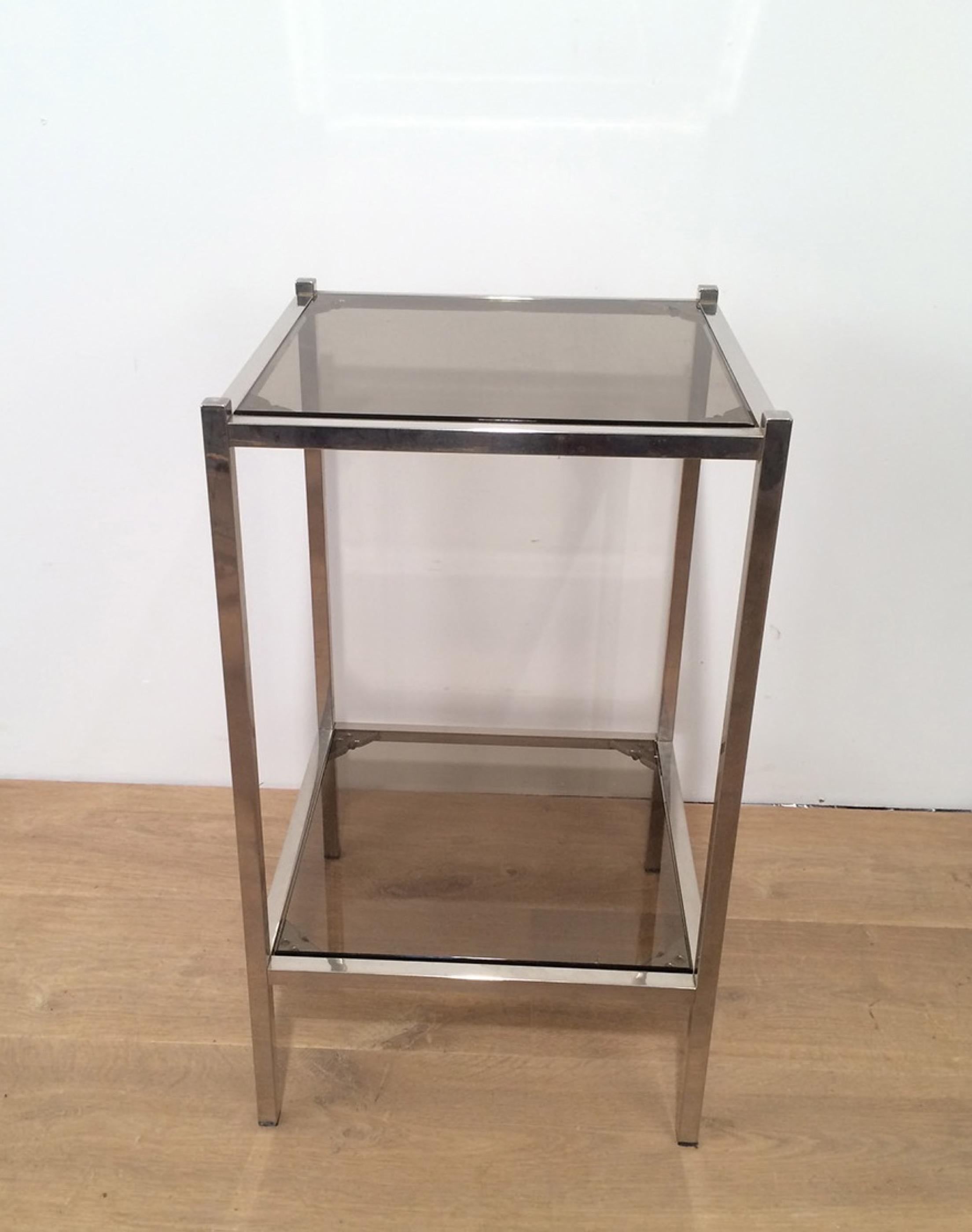 French Pair of Chrome Side Tables, circa 1970 For Sale