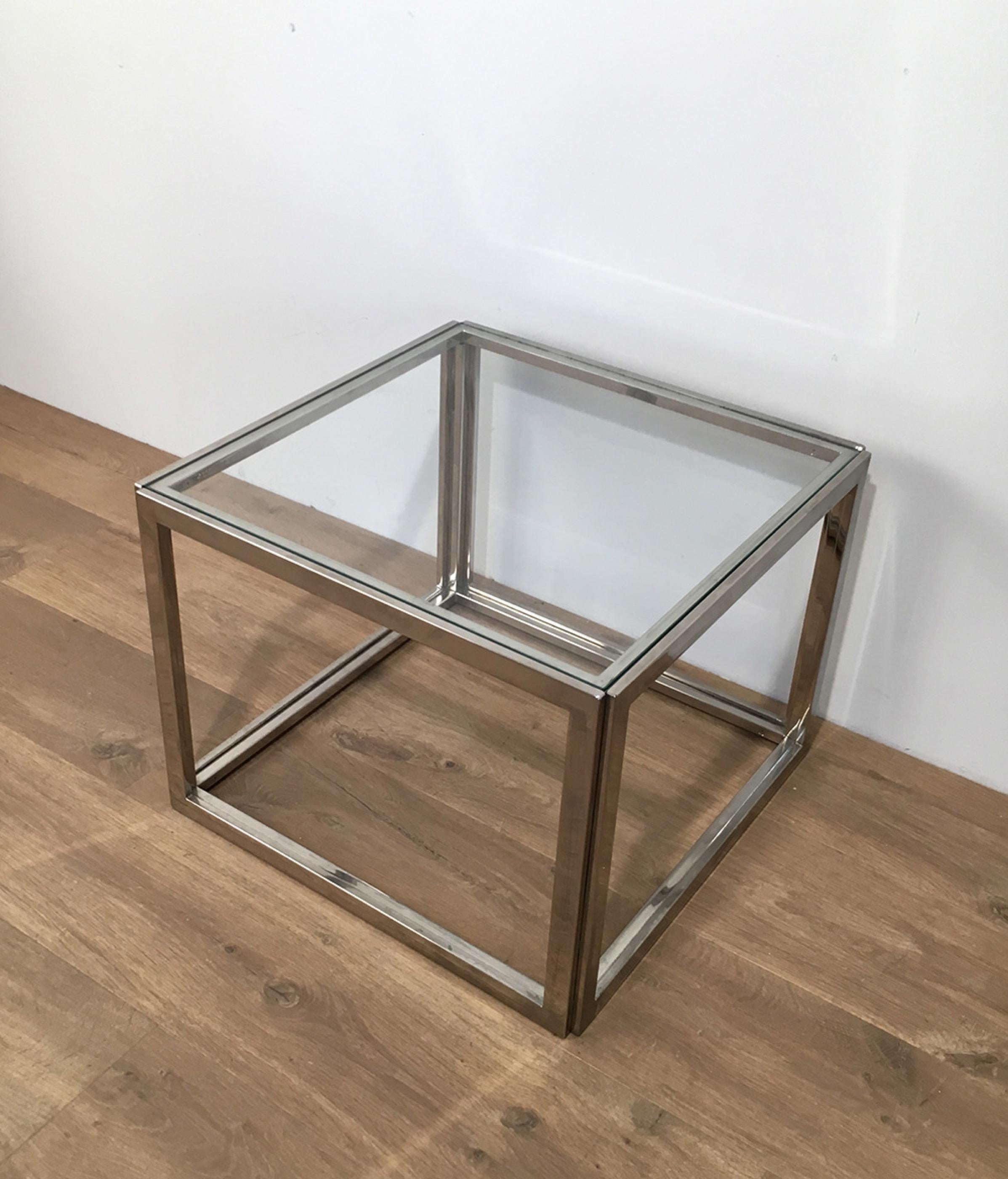 Late 20th Century Pair of Chrome Side Tables, circa 1970 For Sale