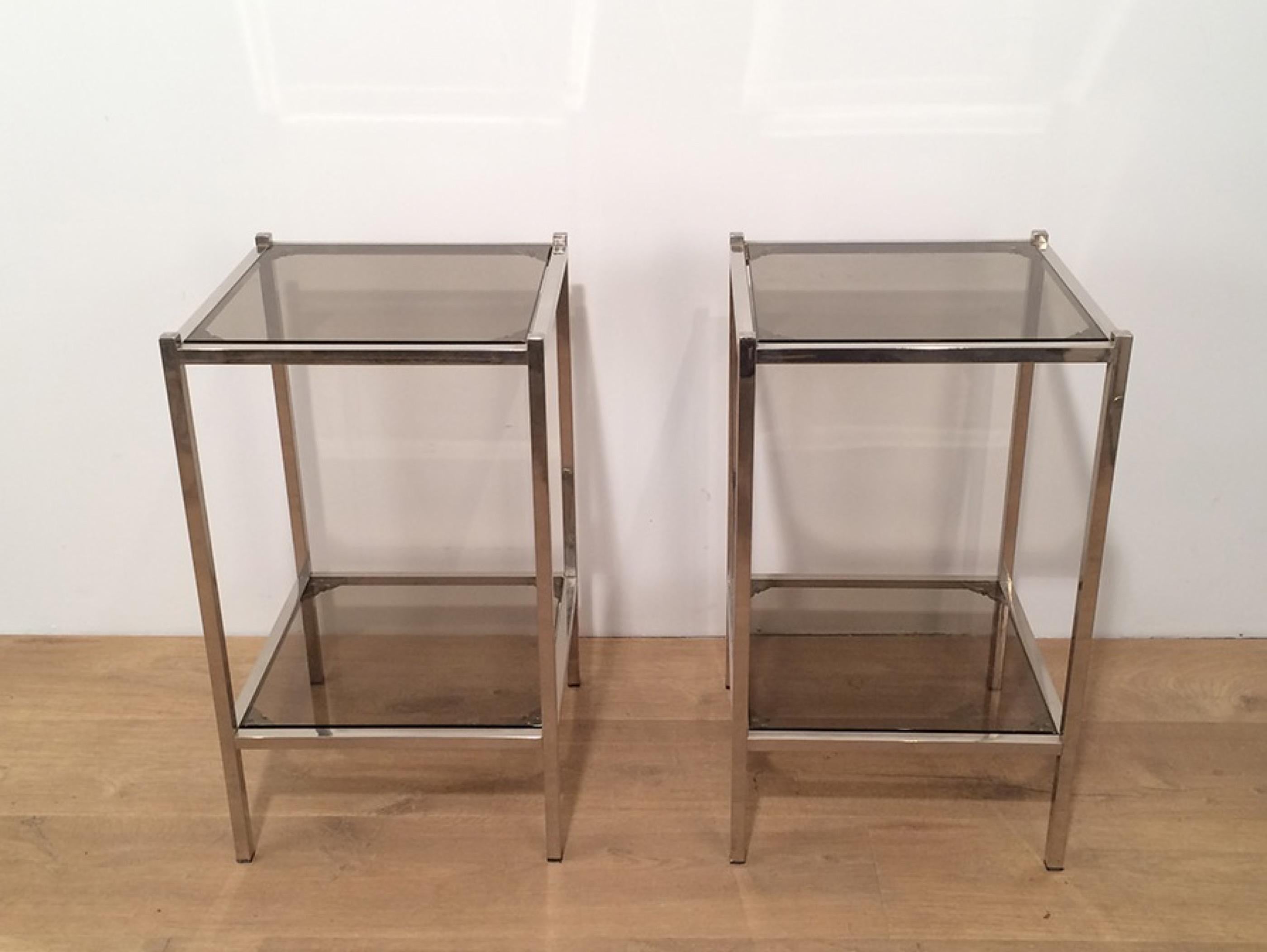 Pair of Chrome Side Tables, circa 1970 For Sale 3