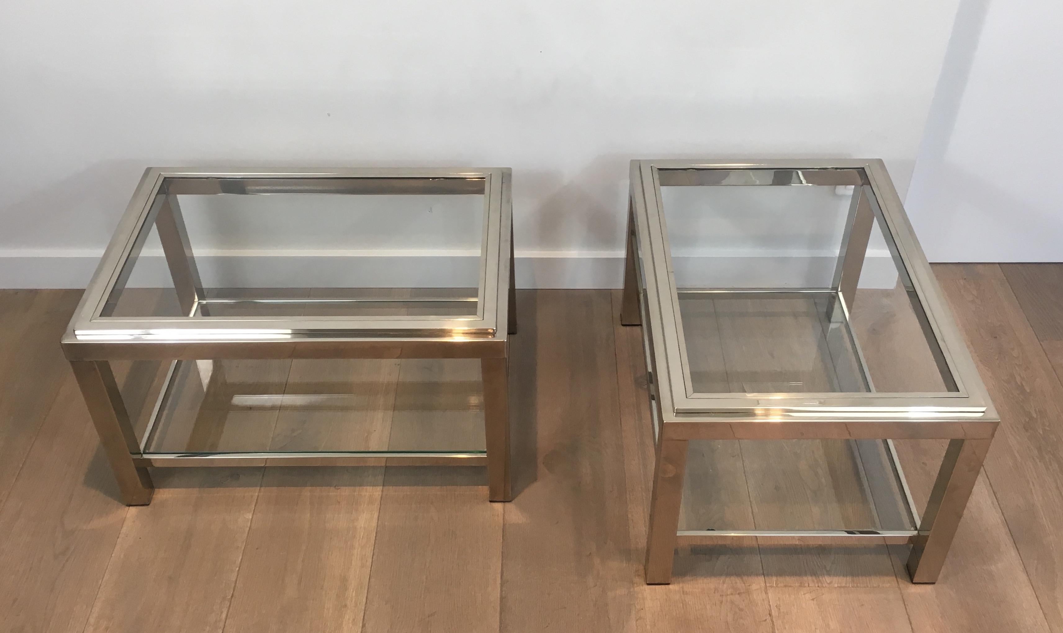 Pair of Chrome Side Tables In Good Condition For Sale In Marcq-en-Barœul, Hauts-de-France