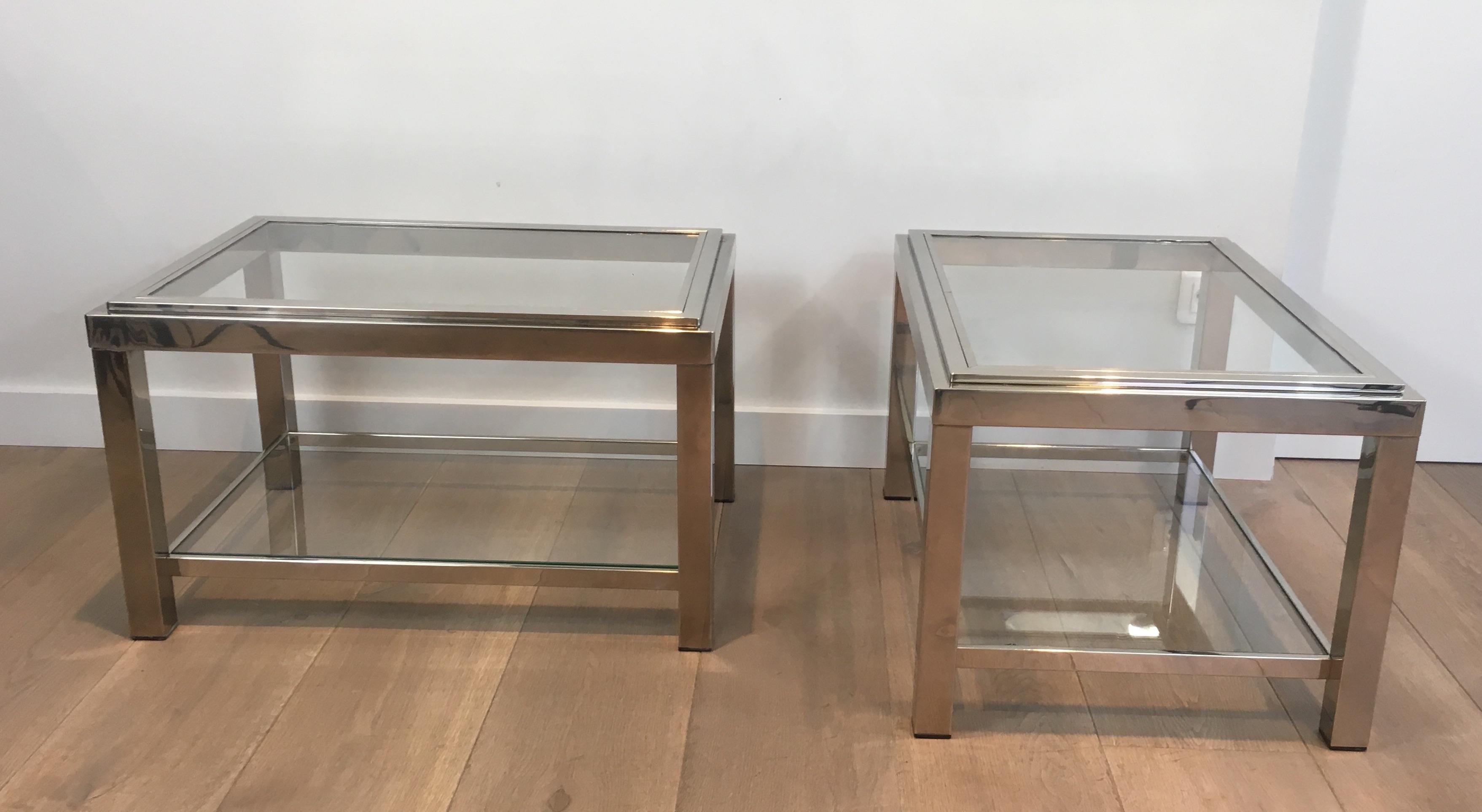 Late 20th Century Pair of Chrome Side Tables For Sale