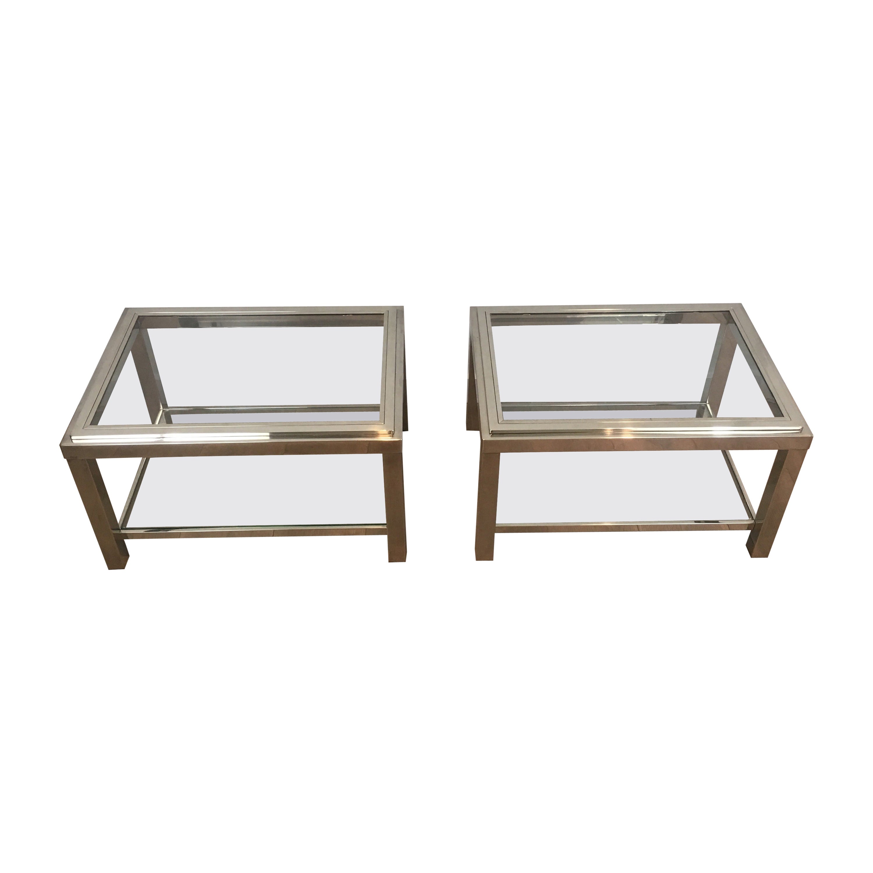 Paire de tables d'appoint chromées