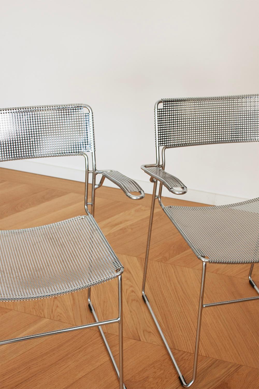 Pair of Chrome Sultana stackable chairs by Arrben Itay For Sale 2