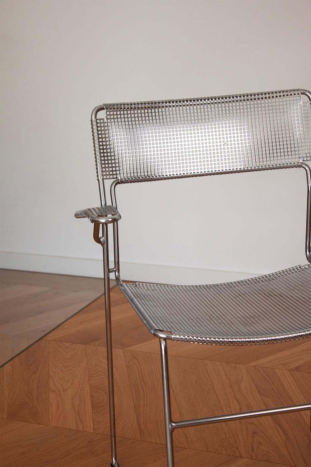 Pair of Chrome Sultana stackable chairs by Arrben Itay For Sale 5