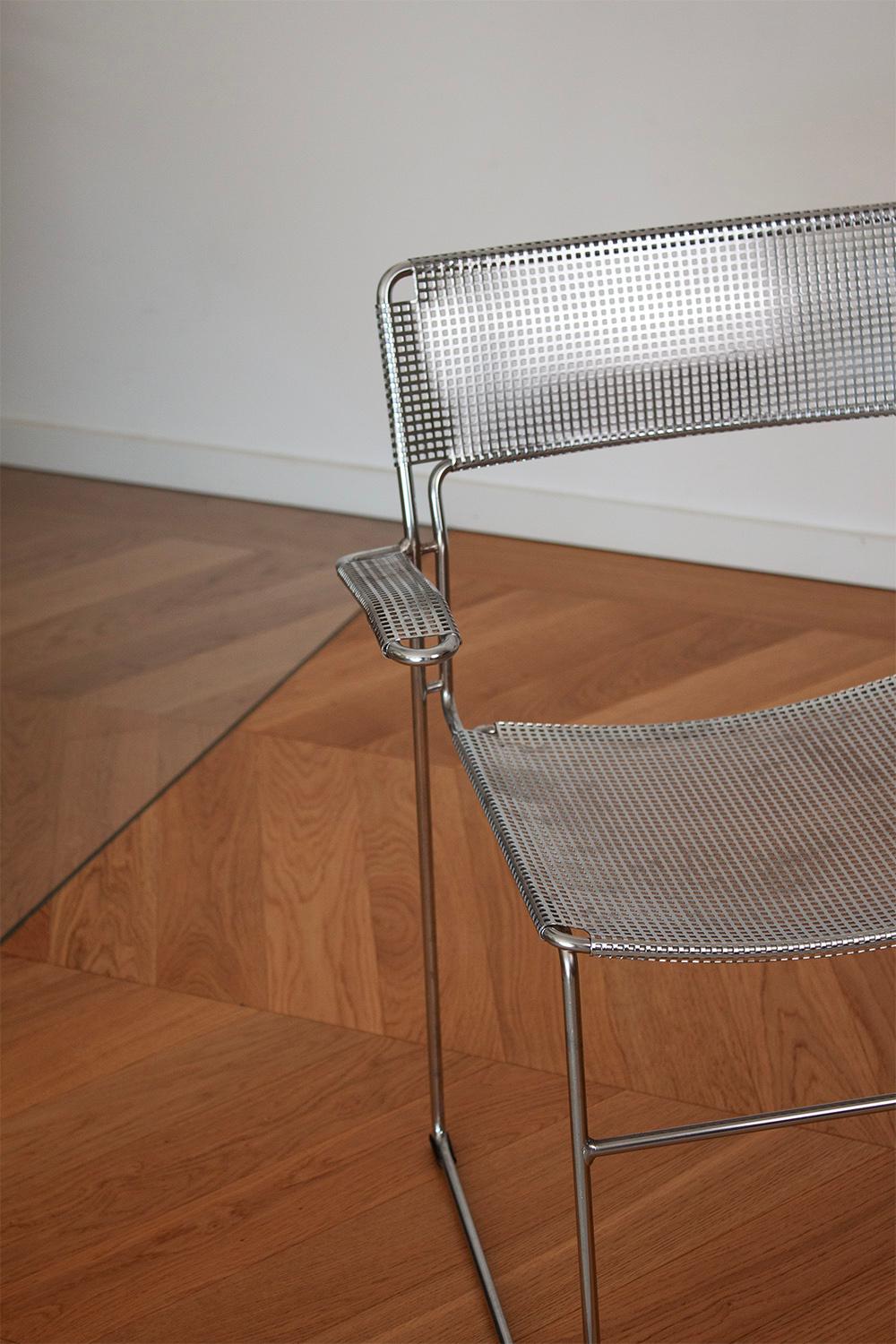 Pair of Chrome Sultana stackable chairs by Arrben Itay For Sale 6