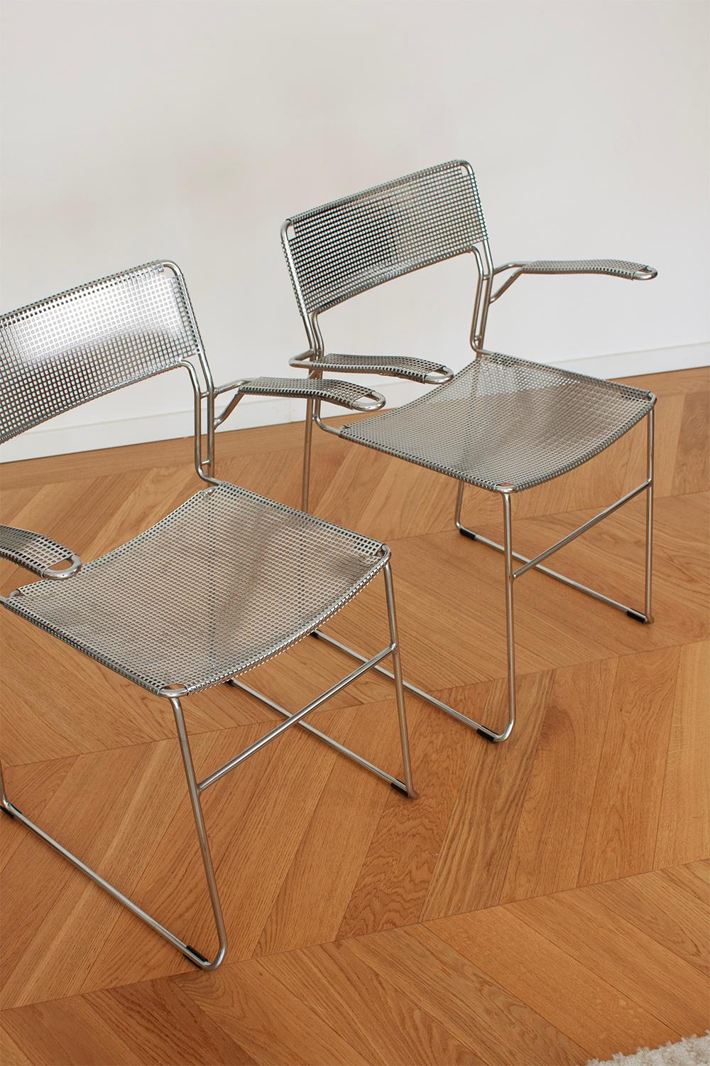 Pair of Chrome Sultana stackable chairs by Arrben Itay In Good Condition For Sale In Rümmingen, BW