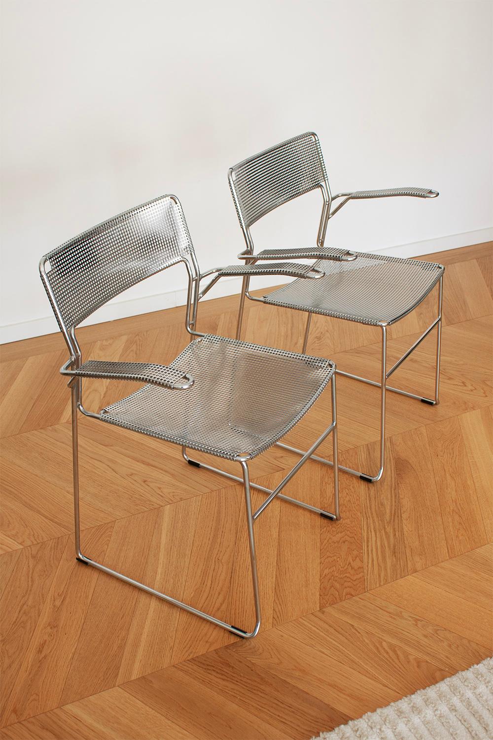 20th Century Pair of Chrome Sultana stackable chairs by Arrben Itay For Sale