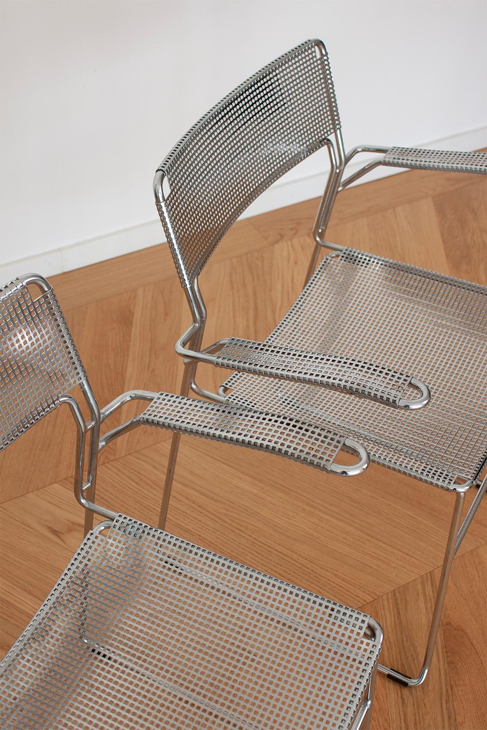 Steel Pair of Chrome Sultana stackable chairs by Arrben Itay For Sale