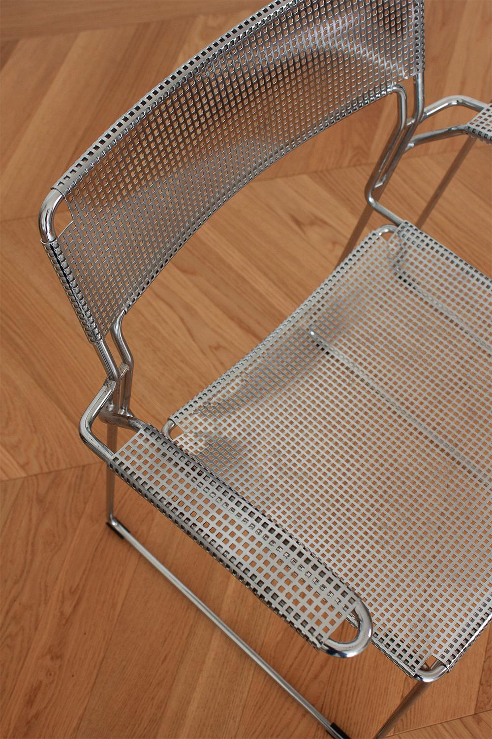 Pair of Chrome Sultana stackable chairs by Arrben Itay For Sale 1
