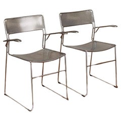 Pair of Chrome Sultana stackable chairs by Arrben Itay