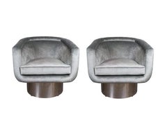 Coppia di sedie girevoli cromate di Leon Rosen per Pace