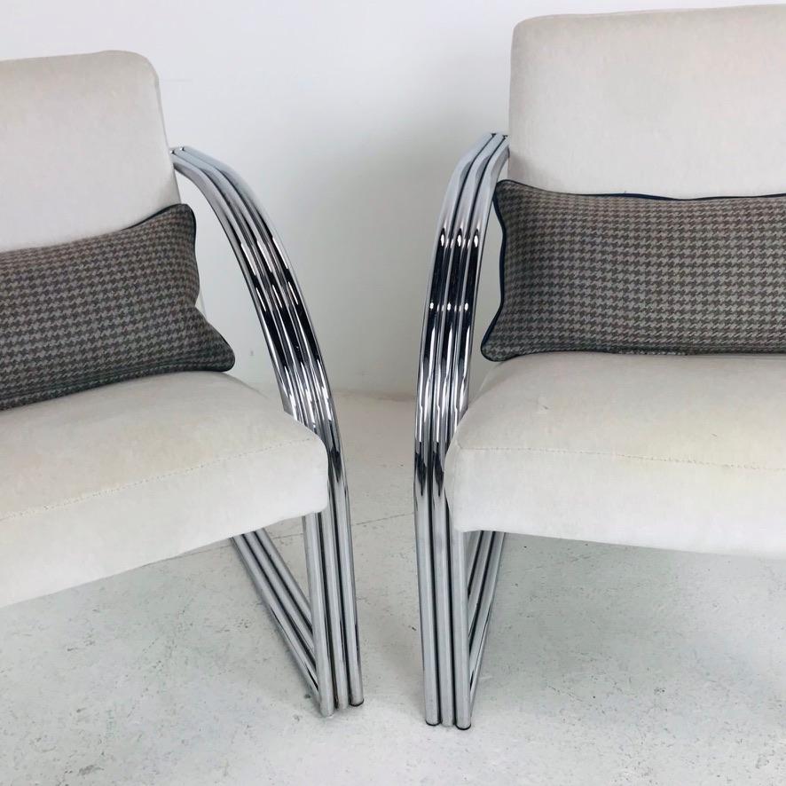 Pair of Chrome T-Back Dining Chairs by Milo Baughman For Sale 2