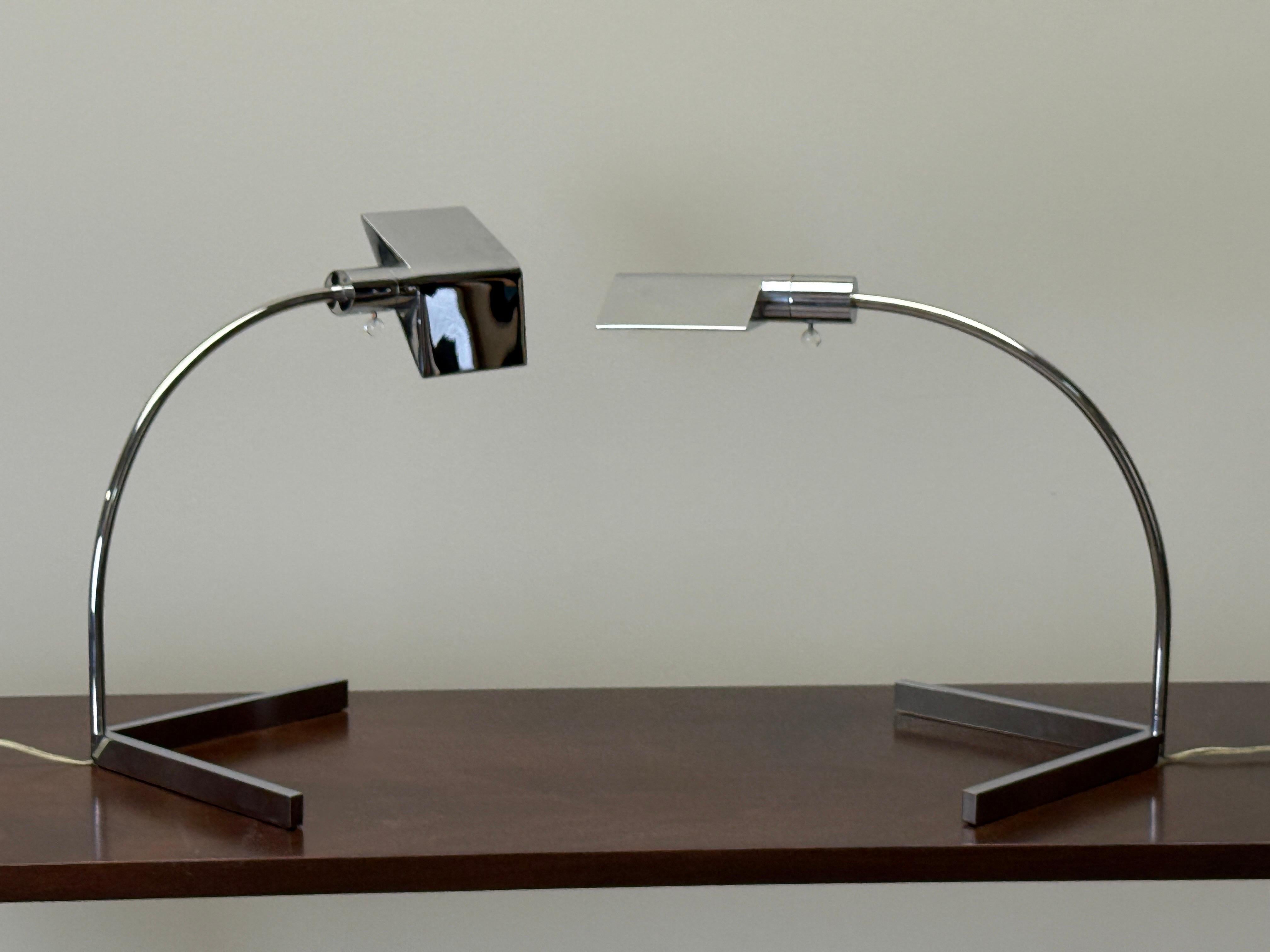 Pair of Chrome Table Lamps by Cedric Hartman For Sale 6