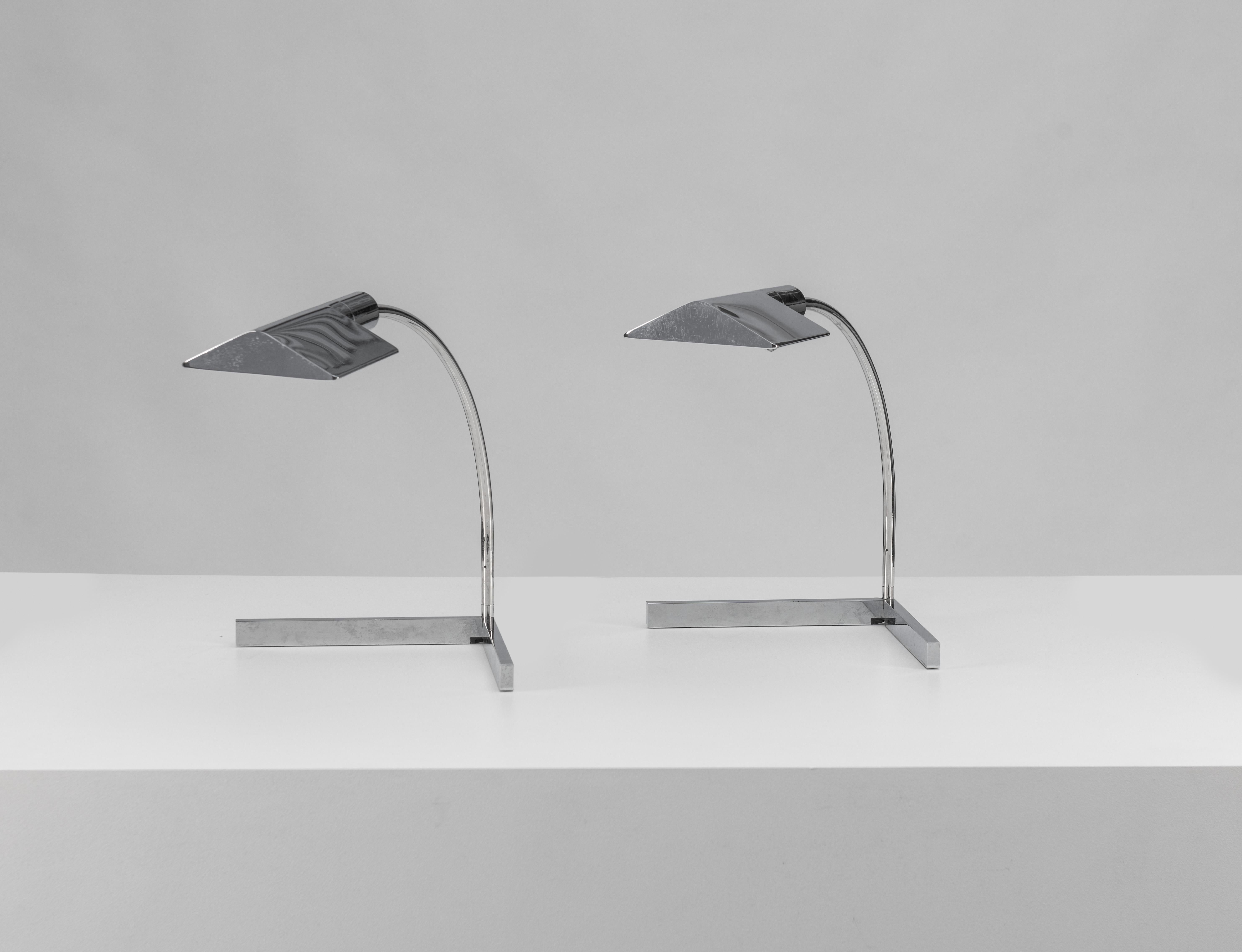 Mid-Century Modern Pair of Chrome Table Lamps by Cedric Hartman