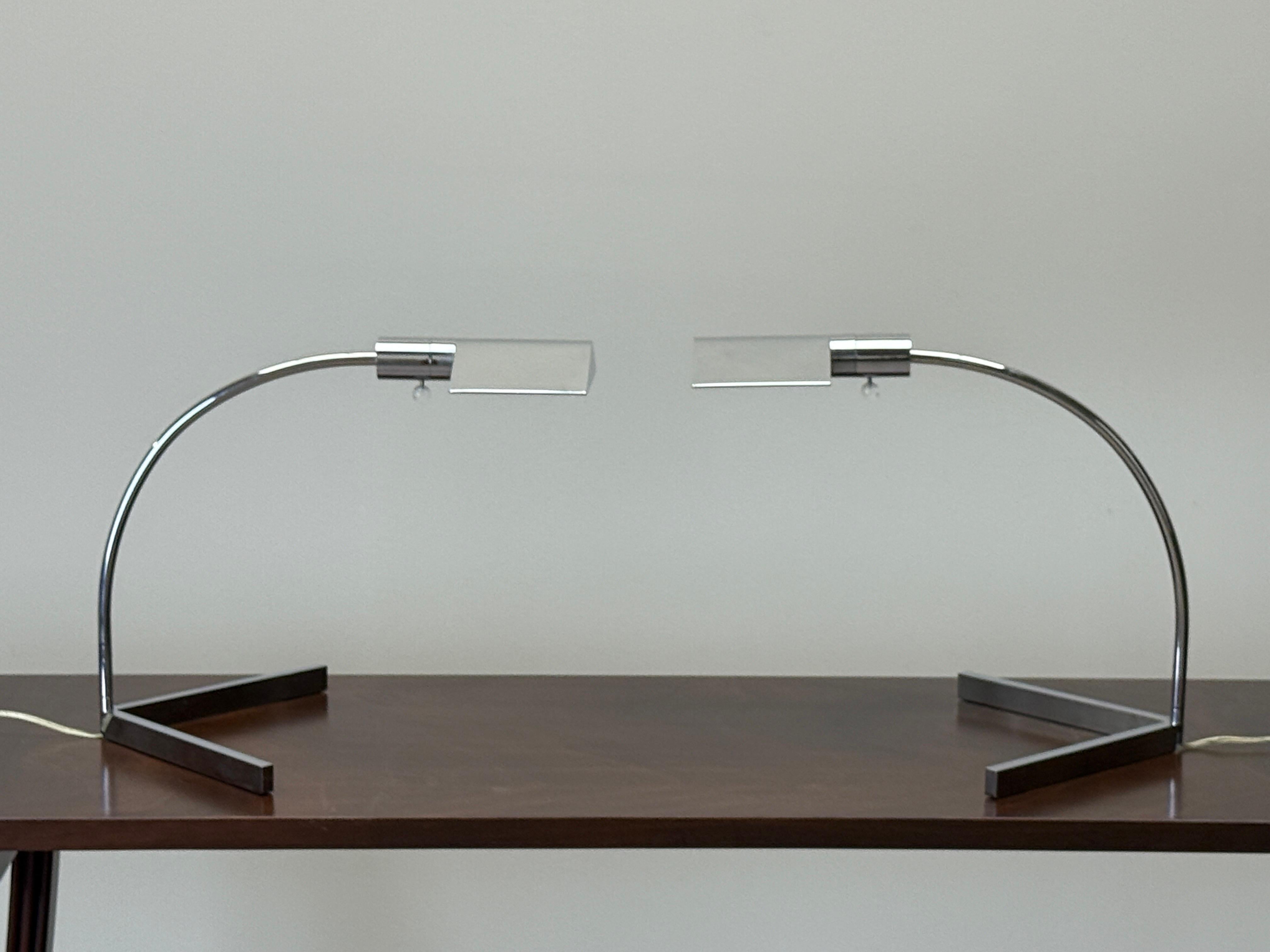 Late 20th Century Pair of Chrome Table Lamps by Cedric Hartman For Sale