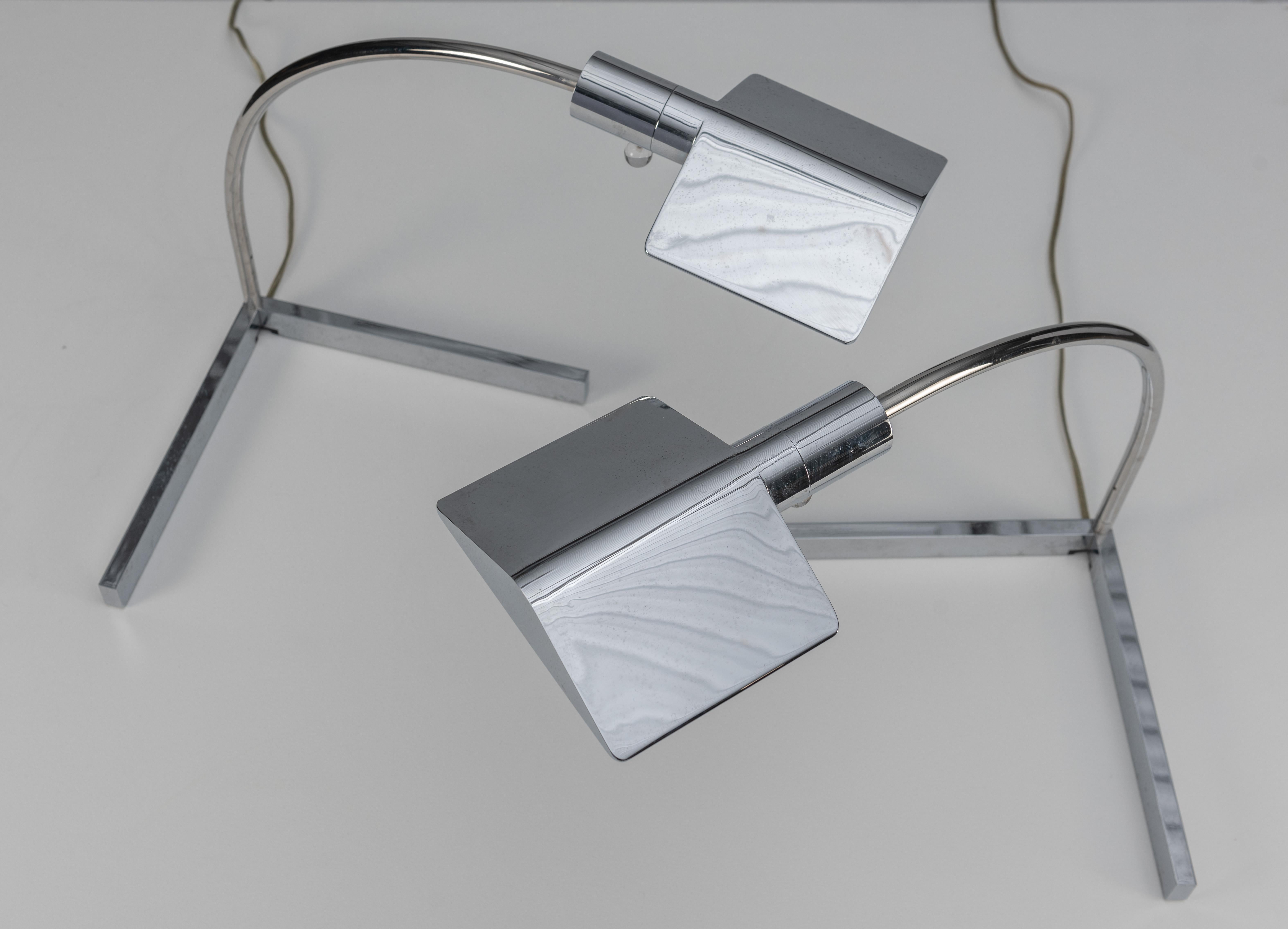 Late 20th Century Pair of Chrome Table Lamps by Cedric Hartman