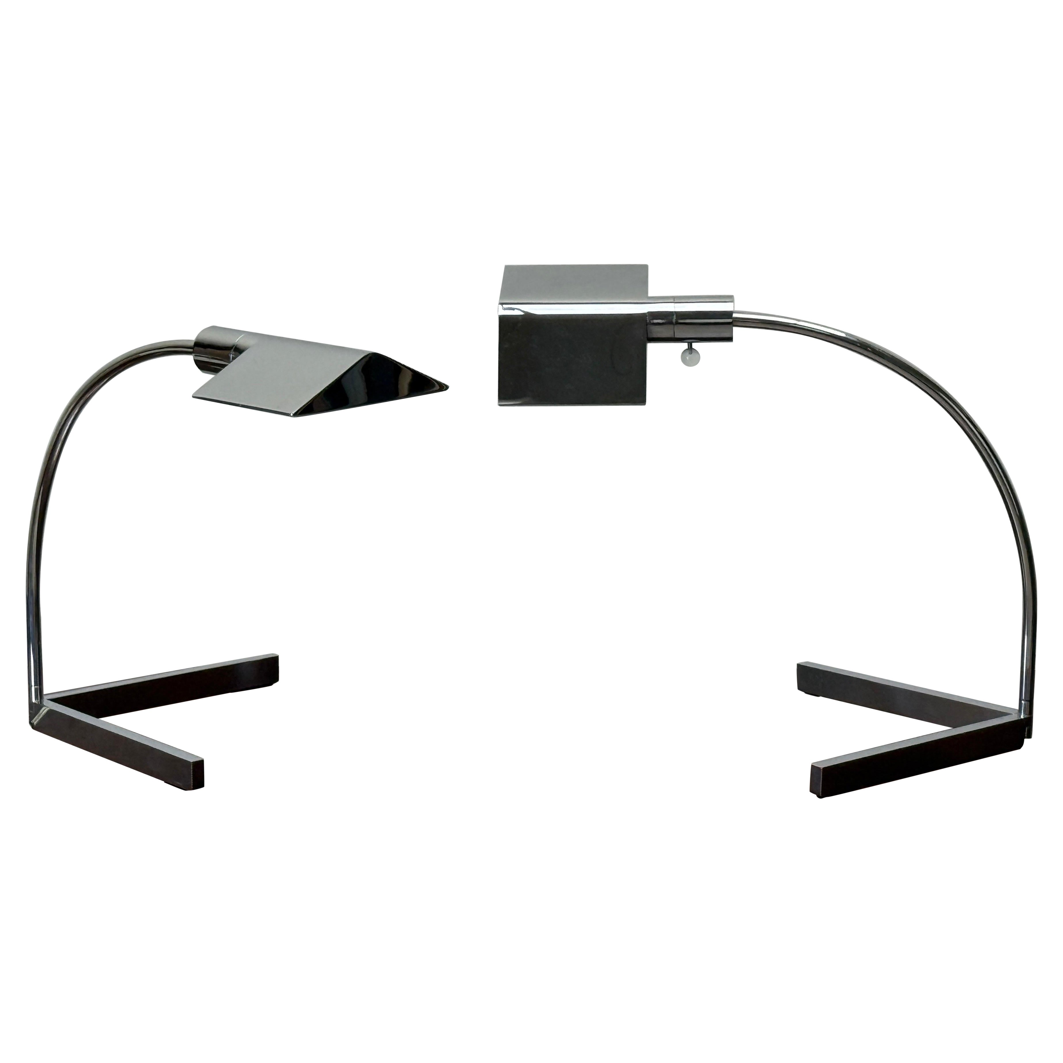 Pair of Chrome Table Lamps by Cedric Hartman For Sale