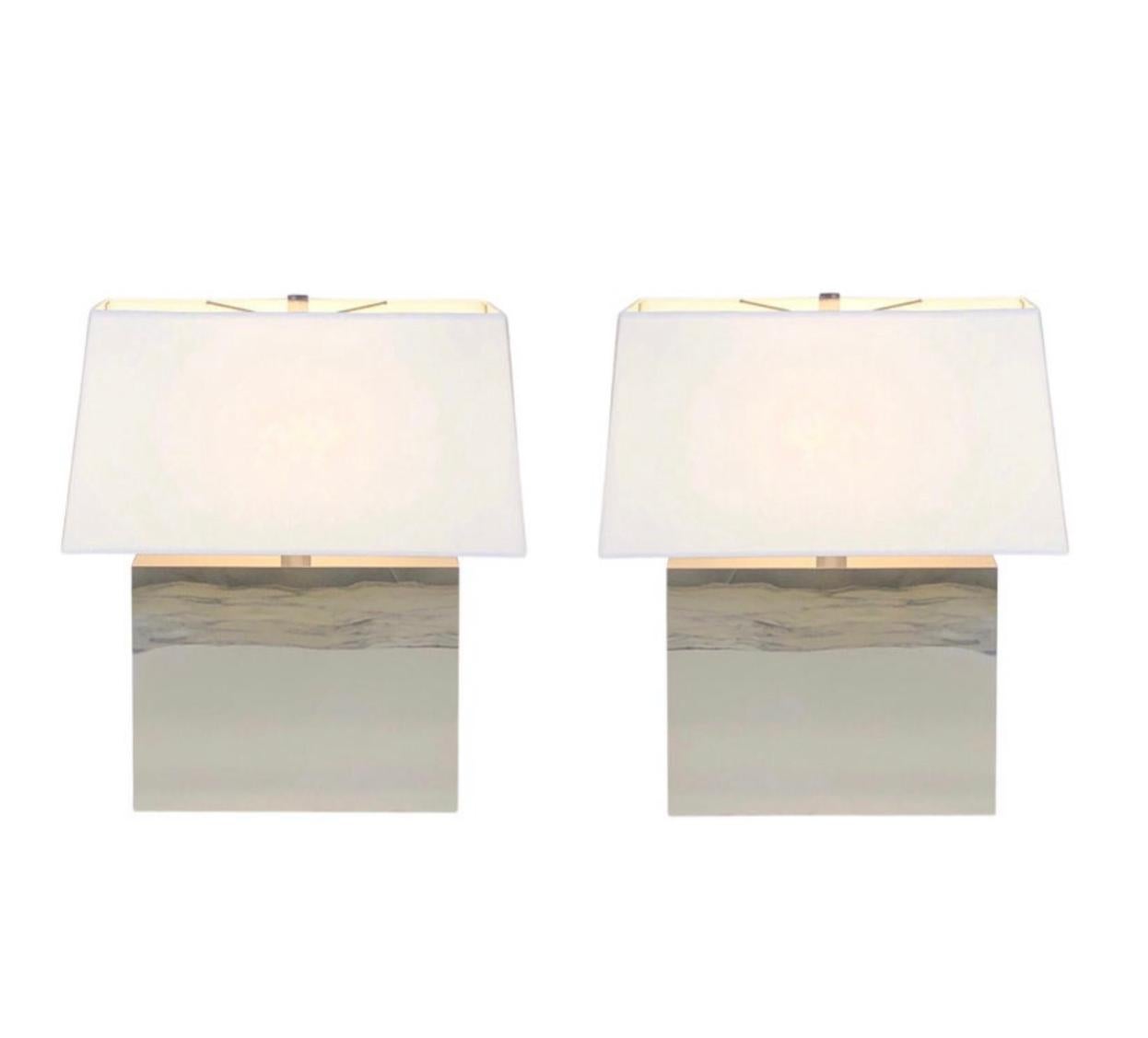 Pair of Chrome Table Lamps by Kovacs 5